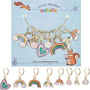 8Pcs 8 Style Rainbow & Cloud & Heart Enamel Dangle Leverback Earrings for Women, Golden, Mixed Color, 26.5~38mm, Pin: 0.8mm, 1pc/style(HJEW-NB0001-35)