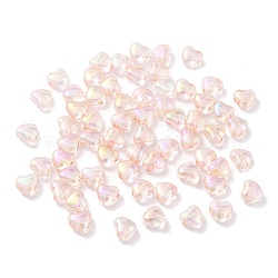 Transparent Acrylic Beads, AB Color, Heart, Lavender Blush, 6x7x3.5mm, Hole: 1.2mm(OACR-Q196-08C)