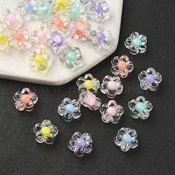 30Pcs 6 Colors Transparent Acrylic Beads, Bead in Bead, Flower, Mixed Color, 12x12.5x6mm, Hole: 2.5mm, 5pcs/color(TACR-YW0001-95)