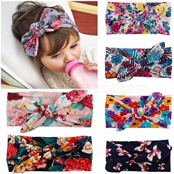 Elastic Baby Headbands for Girls, Hair Accessories, Rabbit Ear, Mixed Color, 14.2 inch~14.96 inch(360~380mm)x60mm, bowknot: 16~17cm long(OHAR-Q126-M)