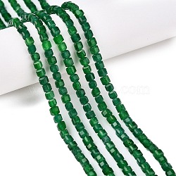 Dyed Natural White Jade Beads Strands, Faceted Table Cut Cube, Green, 3~3.5x3.5~4x3~3.5mm, Hole: 0.8mm, about 92~111pcs/strand, 12.24~14.92''(31.1~37.3cm)(G-T138-212)