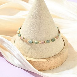 Teardrop Natural Alashan Agate & Brass Beaded Bracelets for Women, with 304 Stainless Steel Lobster Claw Clasps, 7.48 inch(19cm)(BJEW-JB13960-02)