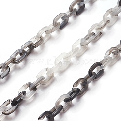 Acrylic Cable Chains, Oval, Black, 6x1.5mm, 1m/strand, 39.37 inch(X-SACR-P065-S05)