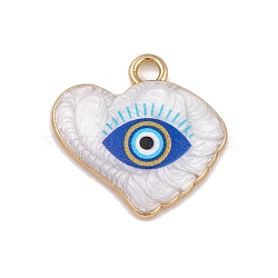 Alloy Enamel Pendants, Golden, Heart with Evil Eye Charm, Blue, 18x18x3mm, Hole: 2mm(ENAM-Z012-01F-01G)