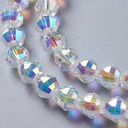 Glass Imitation Austrian Crystal Beads, Faceted Bicone, Clear AB, 8x8mm, Hole: 1.2mm(GLAA-F108-07B)