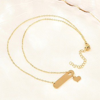 304 Stainless Steel Long Oval with Heart Pendant Necklaces, Ion Plating(IP), Long-Lasting Plated, Golden, 19.09 inch(48.5cm)