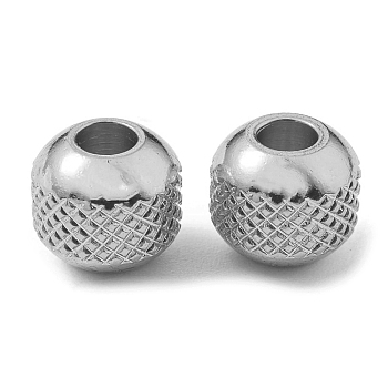 304 Stainless Steel Beads, Round with Corrugated, Stainless Steel Color, 8x7mm, Hole: 2.5mm
