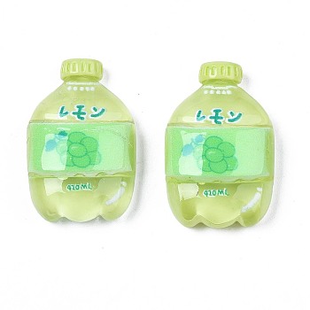 Translucence Resin Cabochons, Bottle with Grape Pattern, Light Green, 27x16.5x7mm