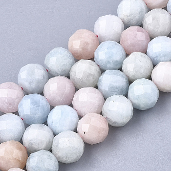 Natural Morganite Beads Strands, Faceted, Round, 5.5~6x6mm, Hole: 1mm, about 32pcs/strand, 7.48 inch
