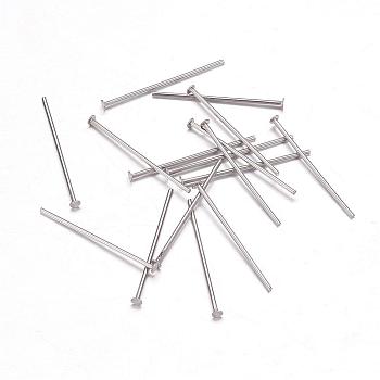 304 Stainless Steel Flat Head Pins, Stainless Steel Color, 20x0.7mm, 21 Gauge, Head: 1.2~1.5mm