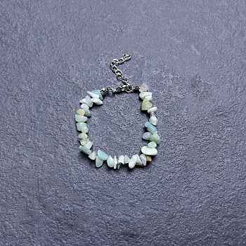 Natural Flower Amazonite Chip Beaded Bracelets for Women