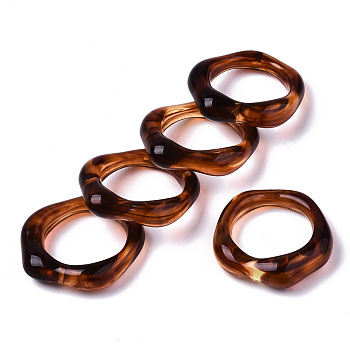 Transparent Resin Finger Rings, Imitation Gemstone Style, Saddle Brown, US Size 6 3/4(17.1mm)