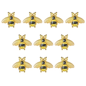 Transparent Acrylic Pendants, with Plated Bottom, Bees, Yellow, 26.5x32.5x4mm, Hole: 1mm