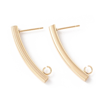 304 Stainless Steel Stud Earring Findings, with 316 Surgical Stainless Steel Pins and Vertical Loop, Rectangle, Real 24K Gold Plated, 30x3mm, Hole: 2.5mm, Pin: 0.7mm