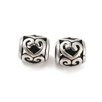 316 Surgical Stainless Steel  Beads, Heart, Antique Silver, 9x9.5mm, Hole: 4mm