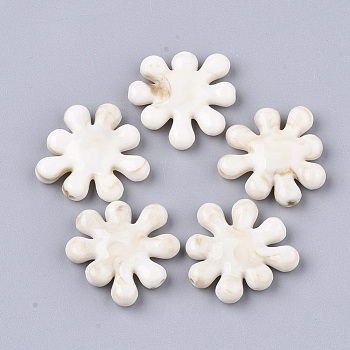 Acrylic Beads, Imitation Gemstone Style, Flower, Floral White, 23.5x23x5mm, Hole: 1.6mm, about 340pcs/500g
