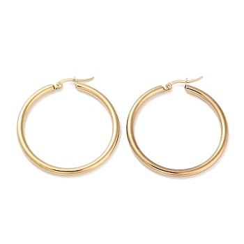 Ring 304 Stainless Steel Hoop Earrings for Women Men, Golden, 9 Gauge, 40x3mm, Pin: 0.6mm