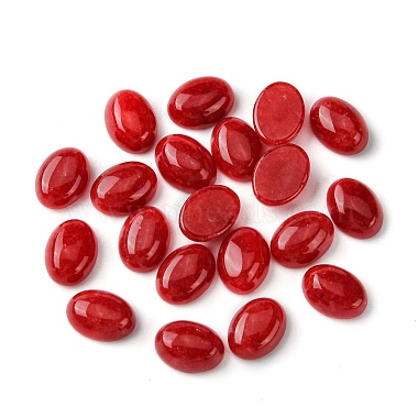 Red Oval White Jade Cabochons