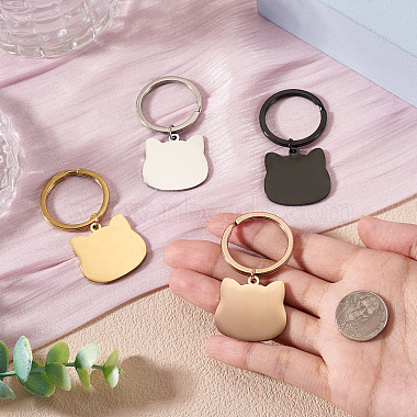 4Pcs 4 Styles Stainless Steel Keychains(KEYC-TA0004-81E)-5