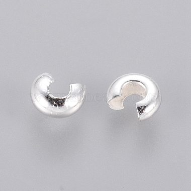 Silver Color Plated Brass Crimp End Beads Covers for Jewelry Making(X-KK-H289-NFS-NF)-2