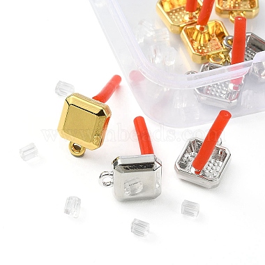 8Pcs 2 Color Rack Plating Alloy Square Stud Earring Findings(FIND-YW0003-80)-2