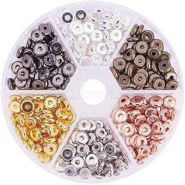 Mixed Color Flat Round Brass Spacer Beads