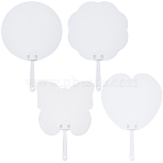 16Pcs 4 Styles Paper Hand Held Fan, Blank Painting Fans, for Kids DIY Crafts, Mixed Shapes, 235~260x170~173x3mm, 4pcs/style(DIY-GF0010-32)