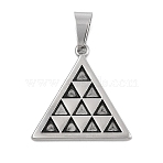 304 Stainless Steel Pendants, Triangle Charm, Antique Silver, 26.5x26x2mm, Hole: 4.5x9.5mm(STAS-D112-10AS)