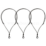12Pcs Waxed Polyester Cord Pen String, with Silicone Rings, Pen Clips, Black, 783mm(HJEW-TAC0148)