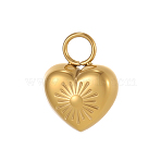 304 Stainless Steel Charms, Heart, Ion Plating(IP), Real 18K Gold Plated, 9x7mm, Hole: 2mm(STAS-OY009-65G)