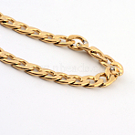 PVD Vacuum Plating 201 Stainless Steel Curb Chains  Necklaces, with Lobster Claw Clasps, Real 18K Gold Plated, 23.6 inch(60cm), 3~3.5mm(NJEW-R063-39G)
