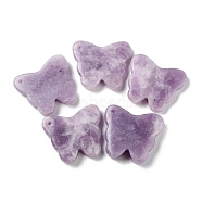 Natural Lilac Jade Pendants, Butterfly Charms, 27.5~30x32~34x8mm, Hole: 2mm(G-D087-01G)