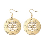 304 Stainless Steel Dangle Earrings, Flat Round, Golden, 54.5x35mm(EJEW-P271-11G)