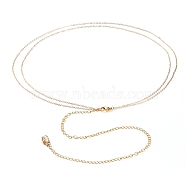 Brass Cable Chain Belts, with Brass Micro Pave Clear Cubic Zirconia European Beads and 304 Stainless Steel Lobster Claw Clasps, Golden, 24.2 inch(61.5cm)(NJEW-C00016)