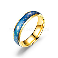 Heart Beat Mood Ring, Temperature Change Color Emotion Feeling Stainless Steel Plain Ring for Men Women, Golden, US Size 10 3/4(20.3mm)(VALE-PW0001-039F-02)