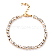 304 Stainless Steel Rhinestone Strass Chain Bracelets, Rhinestone Cup Chains, with Lobster Claw Clasps, Crystal, Golden, 6-3/4 inch(17cm)(STAS-B021-14)