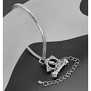 Brass European Style Bracelet Making, with Alloy Toggle Clasps, Platinum Color, about 18cm(excluding the clasp and Adjustable Iron Chain)long, 3mm thick, Adjustable Iron Chain: 6.5cm long(X-PPJ064)
