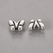 Tibetan Style Alloy Beads, Cadmium Free & Nickel Free & Lead Free, Butterfly, Antique Silver, about 5mm long, 8mm wide, 3mm thick, hole: 1mm(X-LF10398Y-NF)