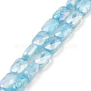 Imitation Jade Glass Beads Strands, AB Color Plated, Faceted, Rectangle, Sky Blue, 7x4.5x3mm, Hole: 1mm, about 70pcs/strand, 19.21''(48.8cm)(GLAA-P058-04A-05)
