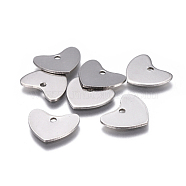 201 Stainless Steel Stamping Blank Tag Charms, Heart, Stainless Steel Color, 10.5x12.5x0.8mm, Hole: 1.4mm(STAS-F207-26P)