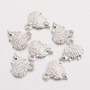 Hedgehog Alloy Pendants, Tibetan Style Charms, Cadmium Free & Nickel Free & Lead Free, Platinum, 12x13x2mm, Hole: 2mm(TIBEP-24043-P-NR)