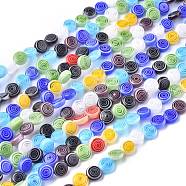 Flat Round Handmade Millefiori Glass Beads, Mixed Color, 6x3mm, Hole: 0.5mm, about 65pcs/strand, 14.1 inch(LK-R004-51)