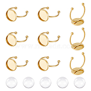 DIY Blank Dome Open Cuff Ring Making Kit, Including 304 Stainless Steel Bezel Cup Ring Settings with 201 Stainless Steel Tray, Glass Cabochons, Golden, 20Pcs/box(STAS-UN0053-06)