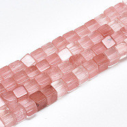 Cherry Quartz Glass Beads Strands, Cube, 6~6.5x6~6.5x6~6.5mm, Hole: 1mm; about 65pcs/strand, 16.1 inches(G-S357-G14)