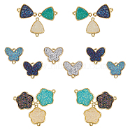 SUNNYCLUE Brass Links Connectors, with Druzy Resin, Golden, Mixed Shapes, Mixed Color, 18pcs/box(KK-SC0001-86G)