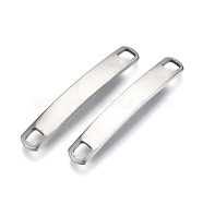 201 Stainless Steel Links Connectors, Stamping Blank Tag, Rectangle Oval, Stainless Steel Color, 33.5x5x3mm, Hole: 3x3mm(STAS-N095-011)