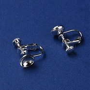 Brass Clip-on Earring Findings, Silver, Tray: 7mm, 15.5x15.5x8mm(KK-WH0047-21A)