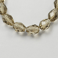 Glass Beads Strands, Faceted, teardrop, Gray, 6x4mm, Hole: 1mm, about 65~68pcs/strand, 14.96~15.35 inch(GLAA-R024-6x4mm-19)
