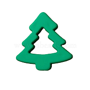 Christmas Themed Spray Painted Resin Beads, Christmas Tree, Green, 40.5x39.5mm(XMAS-PW0001-216B)
