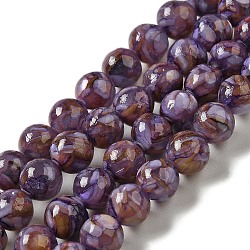 Freshwater Shell Beads Strands, with Resin, Round, Dyed, Purple, 8mm, Hole: 1mm, about 47~48pcs/strand, 15.55~15.75 inch(39.5~40cm)(BSHE-L039-08B-01)